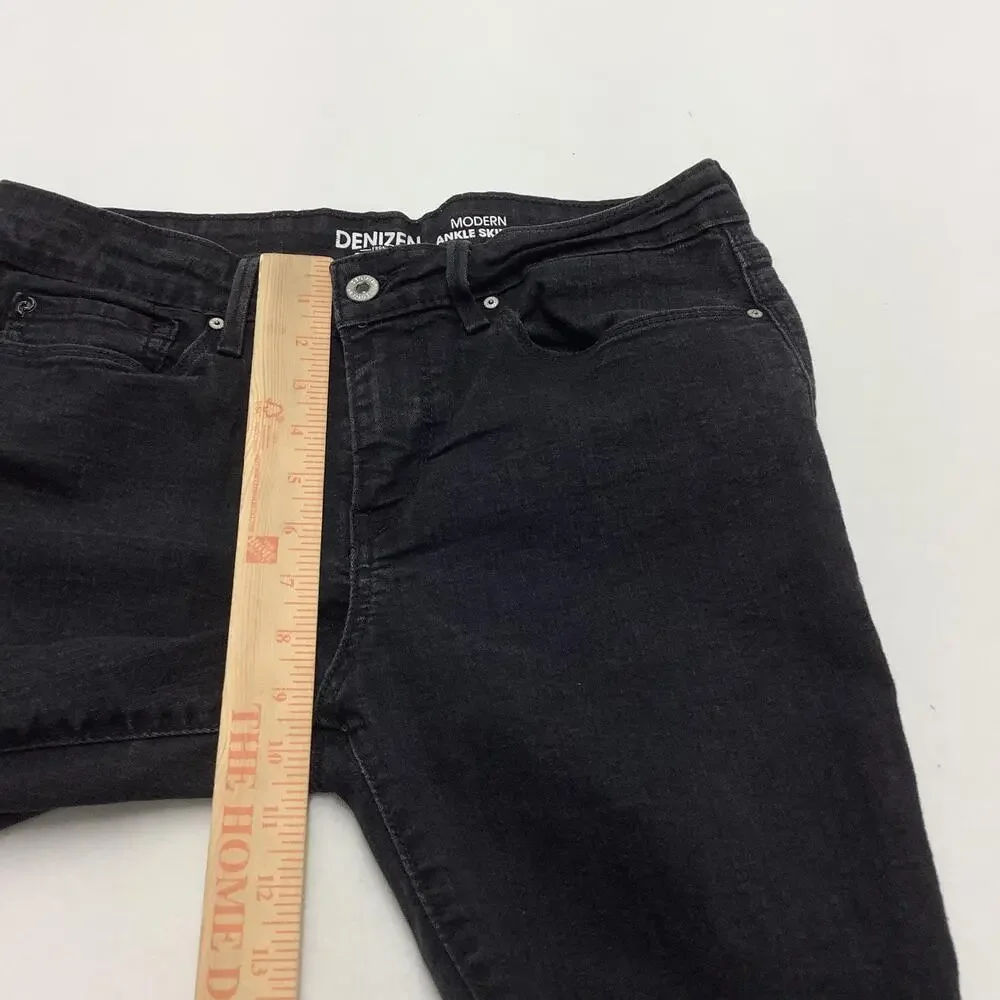Denizen From Levis Ankle Skinny Jeans Womens 10 Black Charcoal Wash Distressed